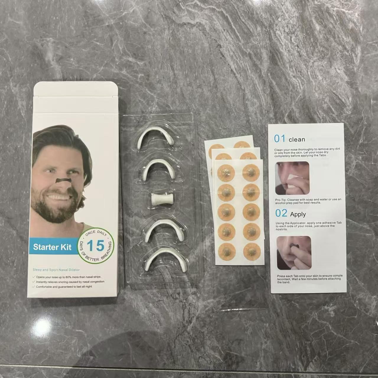 Breathing Nasal Strip Starter Kit – Reusable Silicone Nasal Dilator for Snoring Relief & Deep Sleep