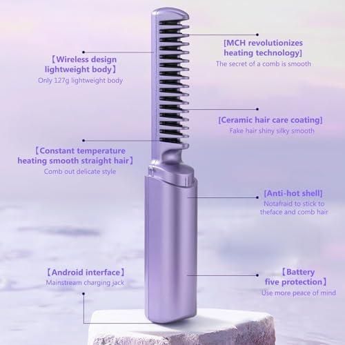 Wireless Hair Straightening Comb – Fast Heat, Safe Touch