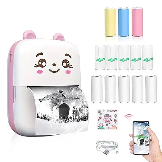 Mini Bluetooth Thermal Printer – No Ink Needed | Rechargeable | Compatible with iOS & Android.